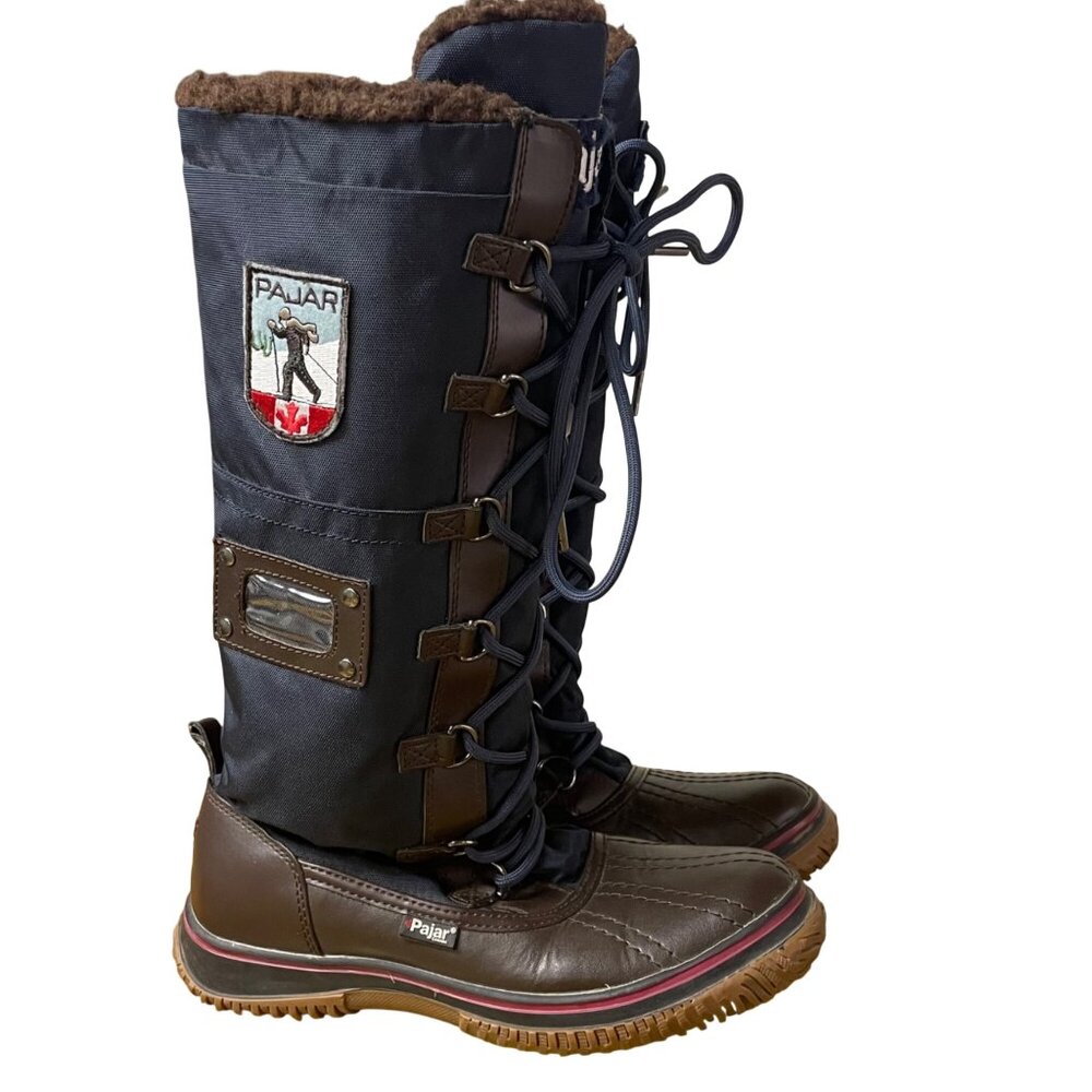 Pajar Women's Grip Zip Lace Up Waterproof Tall Snow Boots Winter Sz 38 (EU)